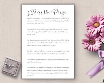 Pass the Prize Bridal Shower Game, Left Right Poem (Printable PDF)