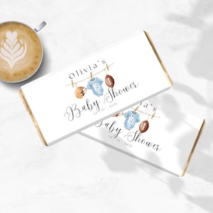 Football Baby Shower Chocolate Bar Wrapper, For a Boy, Baby Shower Favor, Sports Theme, Custom, Editable, Instant Download, Printable, D143
