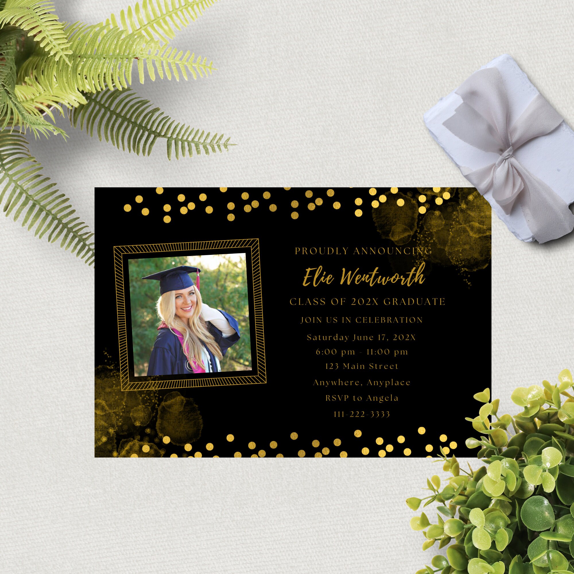 Graduation Invitation Template 4x6, Grad Party Invites With Pictures ...