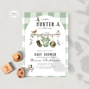 A Little Hunter is on the Way, Mallard Duck Baby Shower Invitation, Duck Hunting, Boy, Instant Download, Editable, Printable, Template, D149
