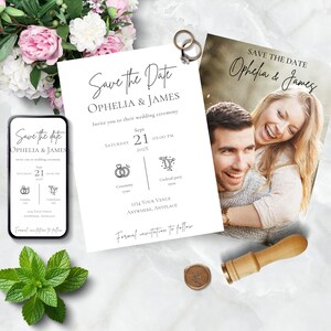 Wedding Save the Date Photo Template Canva, Downloadable, Inforgraphic, Editable, Keep Our Date, DIY Wedding Printable, Minimalist, Modern