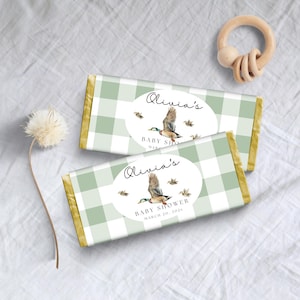 Mallard Duck Baby Shower Chocolate Bar Wrapper, Hunting, Rustic Baby Shower Favors, Printable Candy Bar Labels, Editable Template, D150,D151