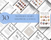 Modern Baby Shower Games Bundle, 30 Fun Activities (Instant Download)