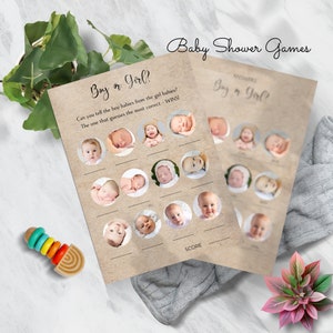 Jeu de baby shower à imprimer pour garçon ou fille avec réponses, drôle, unique, téléchargement immédiat, jeu photo, aucune modification requise, sexe neutre, BB01