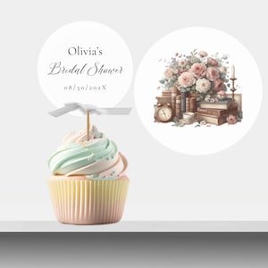 Storybook Cupcake Toppers, Storybook Theme Party, A New Chapter Bridal Shower, Book Bridal Shower Decor, A New Story, A New Chapter, Canva