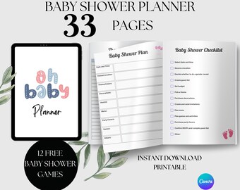 Baby Shower Planner | 33 Page Checklist & Games (Digital Download)