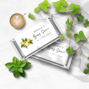 Lemon Baby Shower Chocolate Bar Wrapper, Editable Canva Template (Instant Download)