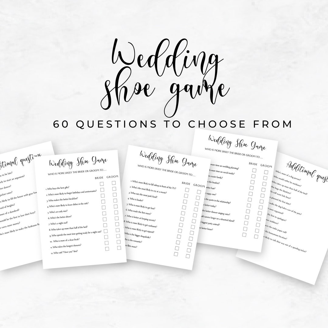 Wedding Shoe Game, 60 Questions (digital Download) - Etsy