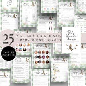 Editable Mallard Duck Baby Shower Game Bundle, Hunting Baby Game Template, Customizable, Editable,Printable, Instant Download, D150, D151