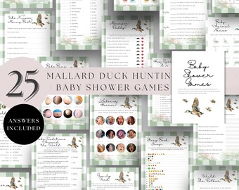 Mallard Duck Hunting Baby Shower Games, Rustic Theme (Instant Download)