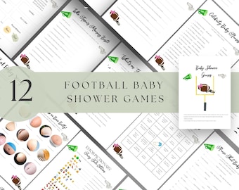 Girl Football Baby Shower Games, Pink Sports Theme (Canva Template, Digital Download)