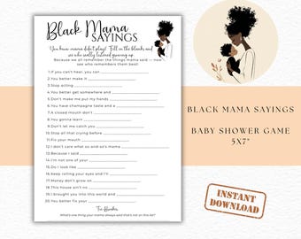 Black Mama Sayings Vol 2 Baby Shower Game Funny Cultural Printable Afrocentric Heritage Trivia Template Instant Download Party Game