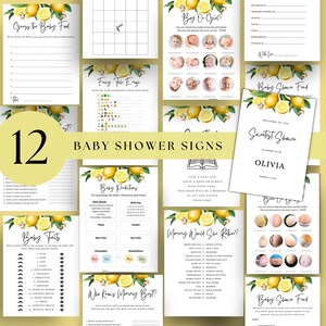 Citrus Baby Shower Game Pack Printable Lemon Theme 60 Games Editable Canva Template Gender Neutral Baby Shower Activities Download  D127