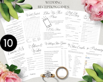 Wedding Reception Games, Fun DIY Bridal Table Games (Instant Download)