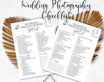Printable Wedding Photography Shot List | Photographer Checklist (Instant Download)