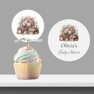 Custom Bridal Shower Cupcake Topper, Book Theme Wedding Shower, A New Chapter, Books, Editable, Instant Download, Printable, Personalized