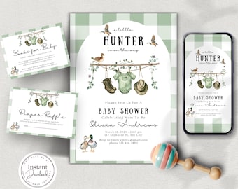 Mallard Duck Baby Shower Invitation Bundle, Little Hunter Theme (Digital Download)