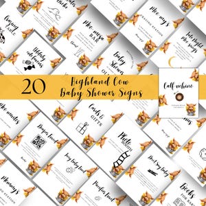 Highland Cow Baby Shower Signs, Holy, Printable, Instant Download, Farm Animals, Fun Activities for Your Party, Gender Neutral, Rustic, D139