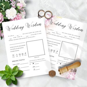 Tarjetas de palabras de sabiduría editables, consejos para la despedida de soltera, descarga instantánea, plantilla de Canva, predicciones, cómo conozco a la pareja, D1