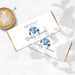 Football Baby Shower Chocolate Bar Wrapper, For a Boy, Baby Shower Favor, Sports Theme, Custom, Editable, Instant Download, Printable, D145