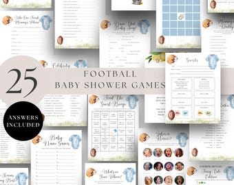 Football Baby Shower Game Bundle, Sports Theme (Printable PDF)