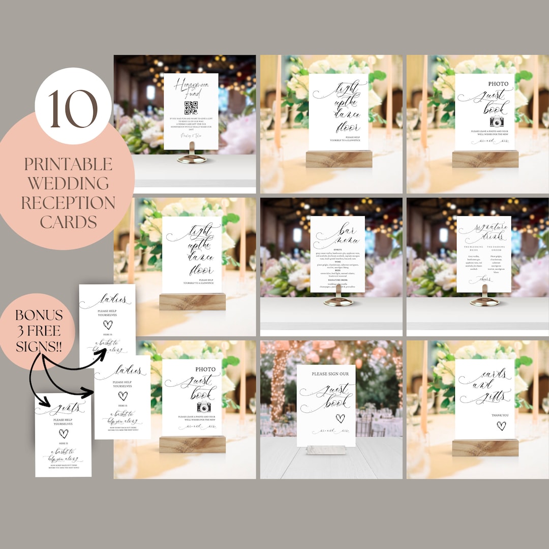 Elegant Wedding Table Signs: Black and White Reception Decor (printable ...