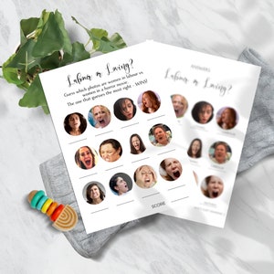 Labour or Loving Baby Shower Game grappige foto Quiz bewerkbare Canva-sjabloon 5 x 7 afdrukbare feestactiviteit digitale download Instant Game BB01