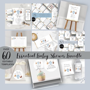 Pacchetto di inviti per baby shower a tema calcio, modelli modificabili Canva, inviti, giochi, cartelli, decorazioni Evite, tema sportivo stampabile, download immediato, D143