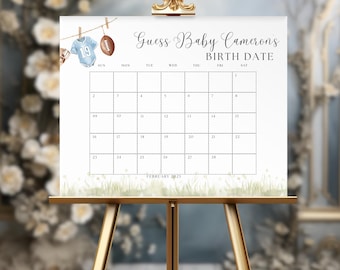 Football Baby Shower Due Date Calendar, Prediction Chart (Digital Download)