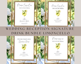 Limoncello Spritz Signature Drink Wedding Sign, Editable (Canva Printable)