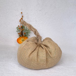 Handmade Burlap Pumpkin With Rope Stem, Fall Decor, Burlap Decor, Fall Pumpkin, Autumn Decor, Farmhouse Decor, Country Decor