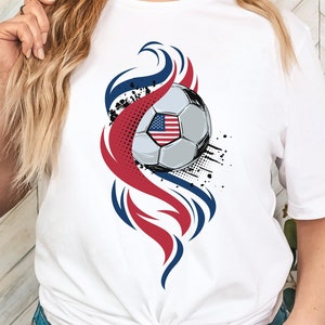 USA National Colors Soccer Shirt, Gift for American Soccer Fan, United States Flag T-Shirt, Flames, American Football Fan, Stars and Stripes