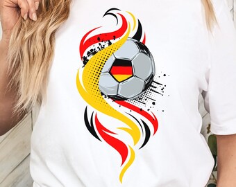 Germany National Colors Soccer Shirt, Gift for German Soccer Fan, Germany Flag T-Shirt, Flames, German Football Fan, World Champion Tee