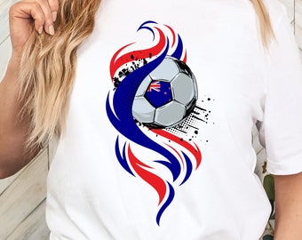 New Zealand National Colors Soccer Shirt, Gift for New Zealandish Soccer Fan, New Zealand Flag T-Shirt, Soccer Ball, New Zealand Team Fan