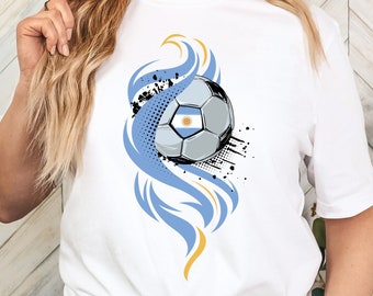 Argentina National Colors Soccer Shirt, Gift for Argentine Soccer Fan, Argentina Flag T-Shirt, Argentinian Football Fan, White and Sky Blues
