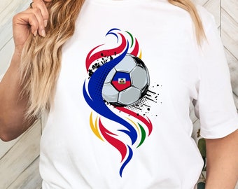 Haiti National Colors Soccer Shirt, Gift for Haitian Soccer Fan, Haiti Flag T-Shirt, Haitian Football Fan, Caribbean Soccer, Soccer Ball