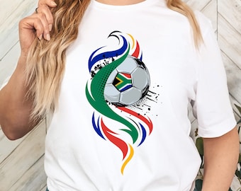 South Africa National Colors Soccer Shirt, Gift for South African Soccer Fan, South Africa Flag T-Shirt, Soccer Ball, African Football Fan