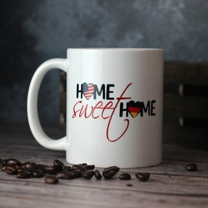 Home Sweet Home Coffee Mug, 11oz Ceramic, American Flag, Dual Citizenship, Migrant Patriotic Mug, Expat Roots, Citizenship Gift, Second Home