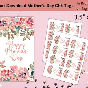 PRINTABLE GIFT TAGS for Mother&#39;s Day, Print at home gift tags, Instant download gift tags, Mother&#39;s Day Gift Tags, Downloadable Gift Tags