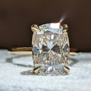 3.50 CT Elongated Cushion Cut Lab Grown Wedding Gift For Her Classic Hidden Halo Anniversary Ring Custom Proposal Gift Special For Valentine