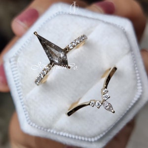 Kite Art Deco Salt & Pepper Diamond Bridal Ring Set