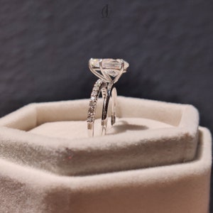 Pear Moissanite Bridal Set Ring, 14K Solid White Gold 2pcs Wedding Ring Set, Teardrop Anniversary Ring Set For Her, Solitaire Ring Set