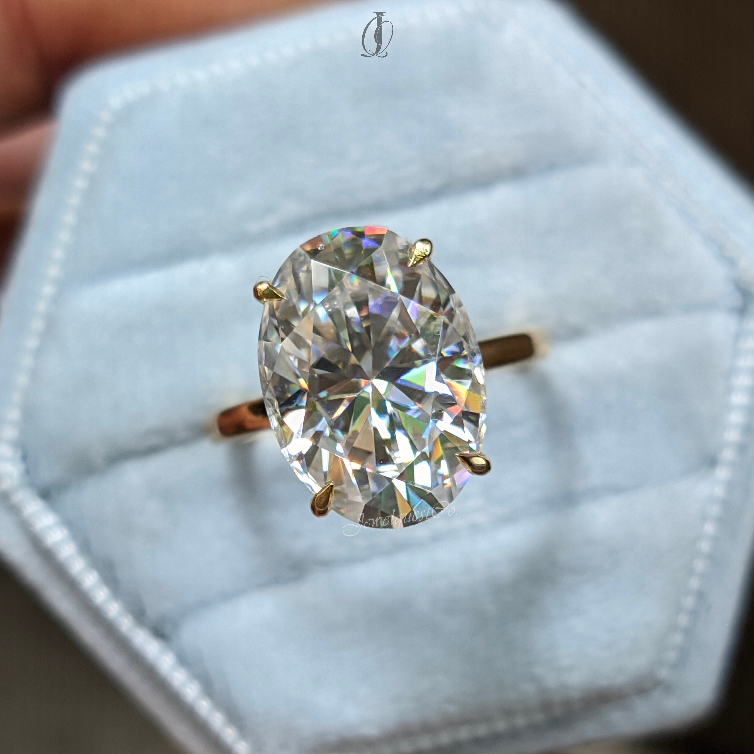 6.50CT Brilliant Oval Cut Moissanite Solitaire Engagement Ring Oval Four Prong Anniversary Rings For Women 14K Solid Gold Proposal Gift Ring