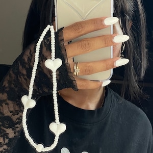Heart Phone Strap, Crystal Phone Charm, Phone Chain, Phone Strap, Phone Wrist Strap