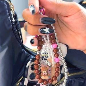 Kawaii Brown Bear Keychain, Bag Charm, Purse Charm, Coquette aesthetic, Fuzzy Teddy bear keychain , Kawaii Accessories, Gift for her