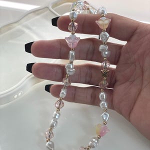 Pearl Beaded Phone Charm, Phone Strap, Phone Jewelry, Phone Accessories, Phone Chain