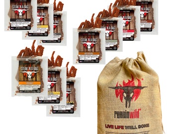 Ultimate Beef Jerky Gift Bag | 10 (2.85 ounce) Bags of Steak 'N A Bag, Food Gift Men, Food Gift for Christmas