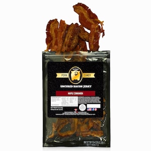 Maple Cinnamon Bacon Jerky – Irresistibly Sweet & Smoky Snack Made from 100% Real Uncured Bacon | Rich Maple Cinnamon Gourmet Flavor