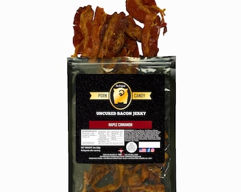 Maple Cinnamon Bacon Jerky – Irresistibly Sweet & Smoky Snack Made from 100% Real Uncured Bacon | Rich Maple Cinnamon Gourmet Flavor