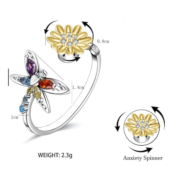 Dragonfly Fidget Spinner Anxiety Ring